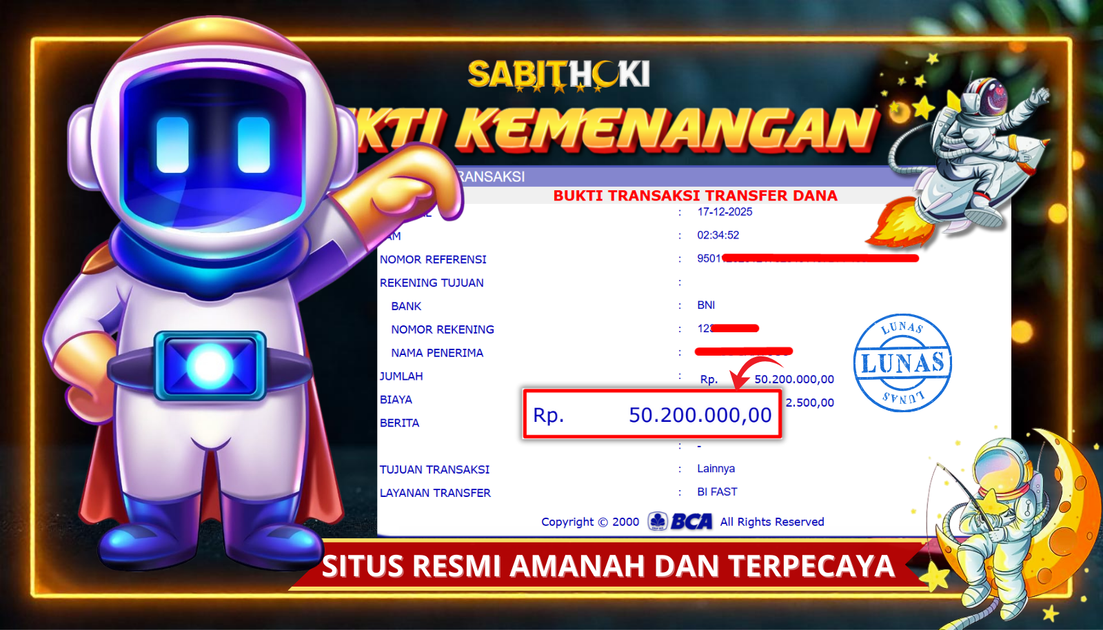 SELAMAT KEPADA MEMBER SETIA SABITHOKI YANG BERHASIL JACKPOT DI PERMAINAN SPACEMAN